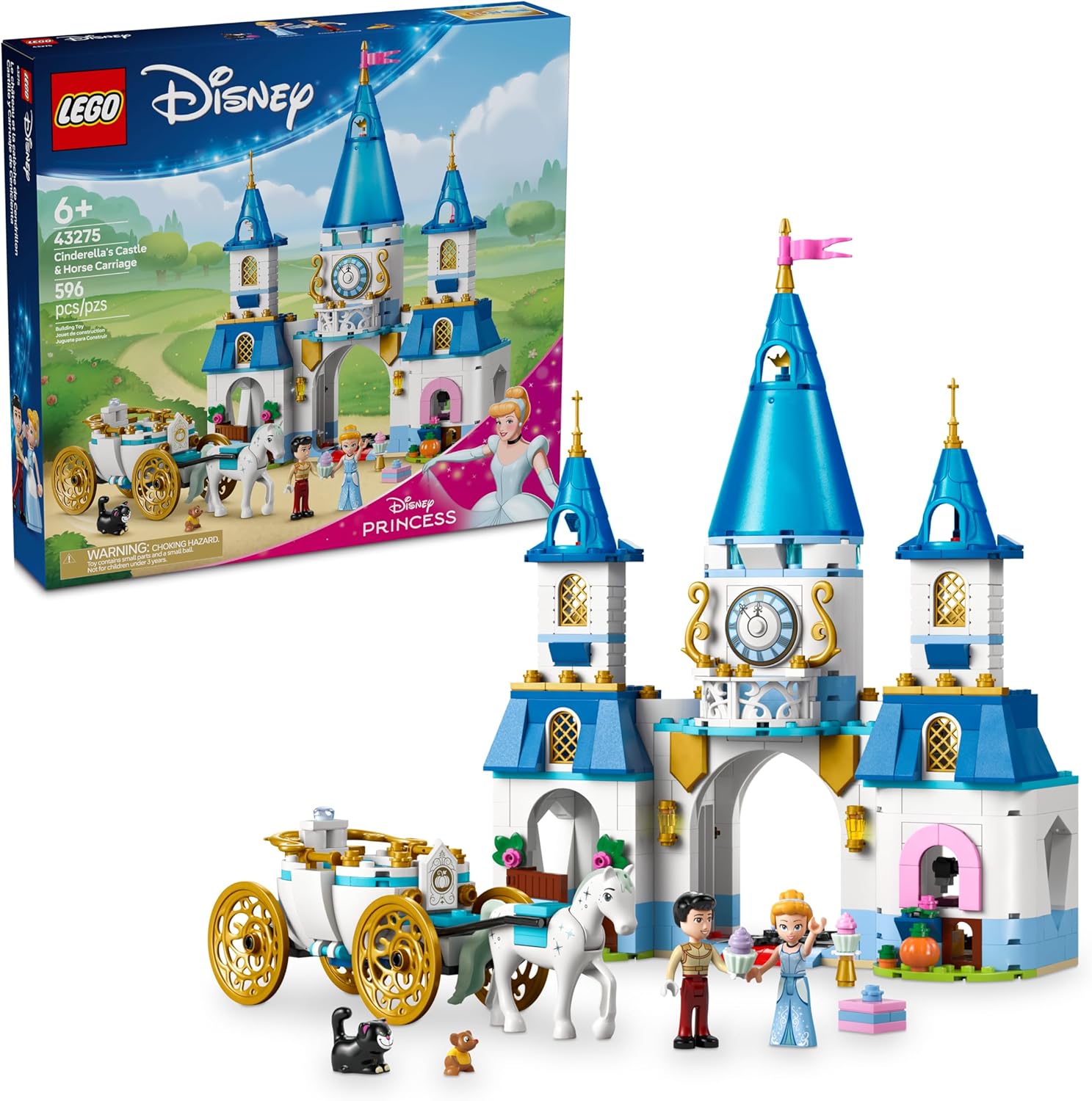 LEGO Disney Princess: Castelo e Carruagem da Cinderela, 596 peças