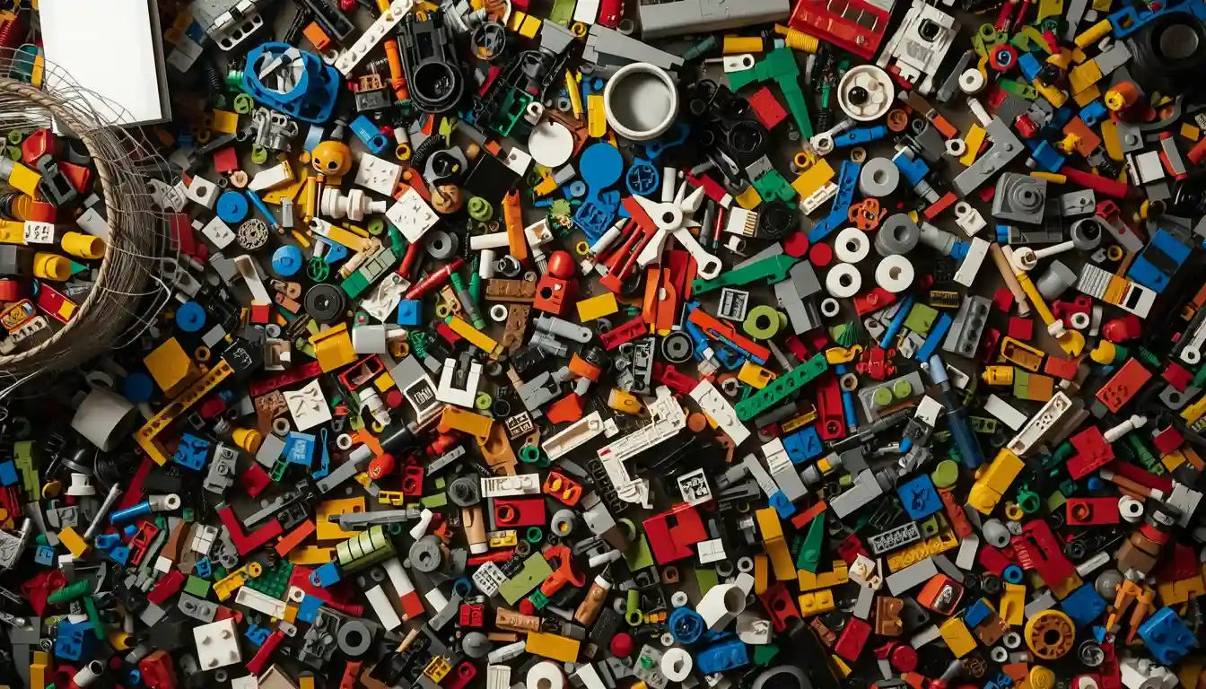 LEGO usados espalhados no chão