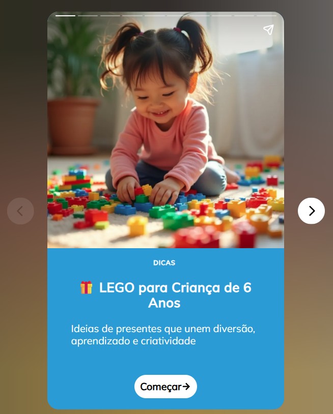 LEGO para Presentear Criança de 6 anos - Web Story
