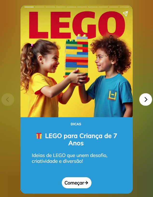 LEGO para Presentear Criança de 7 anos - Web Story